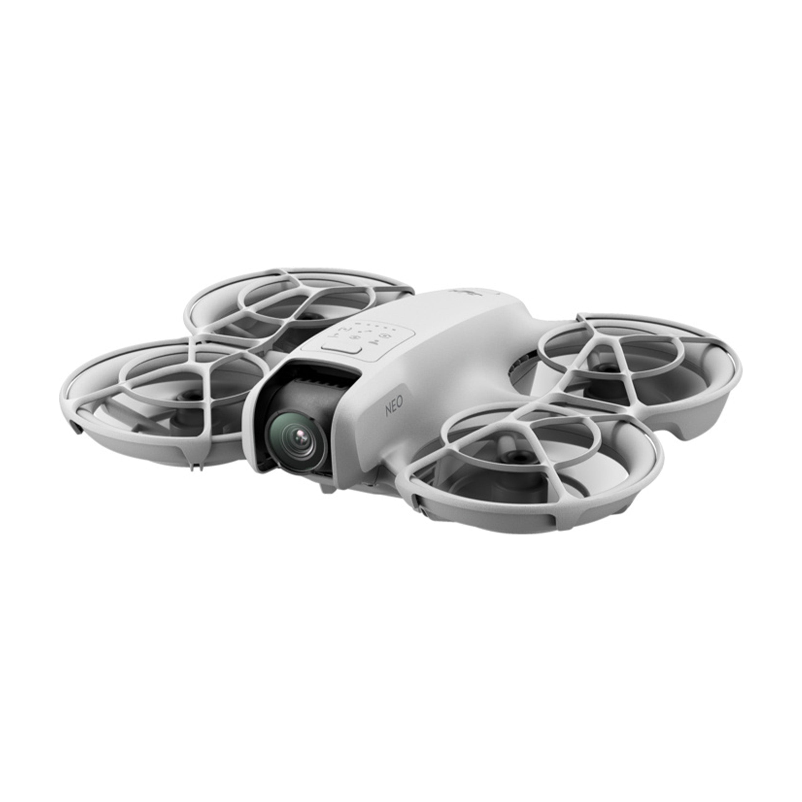 DJI NEO von vorne mit drehenden Rotoren